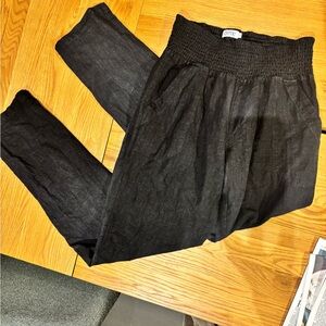 Emme Mama Linen Maternity pant Large, extended inseam in black